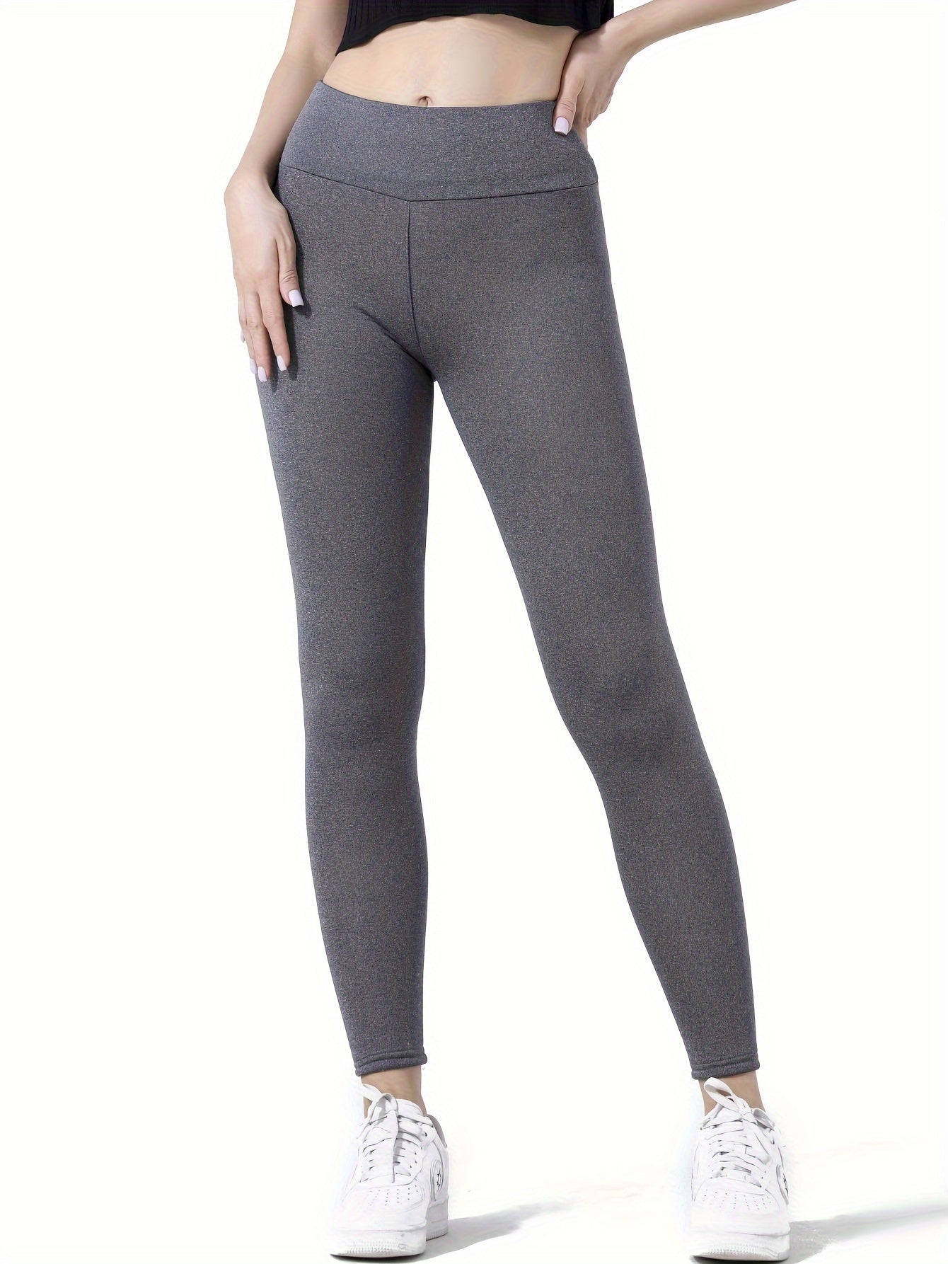 Women's Plush-Lined High Waist Yoga Pants, Thick, Warm, Soft Leggings For Outdoor Exercise - Perfect For Autumn And Winter