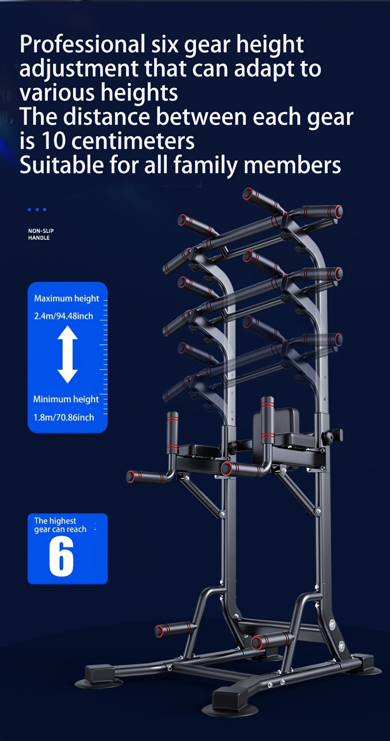 Multi-Functional Power Tower with Pull-Up and Dip Station, Adjustable Height Home Gym Workout Equipment, Tungsten Steel Wall-Mounted Strength Training Exercise Stand