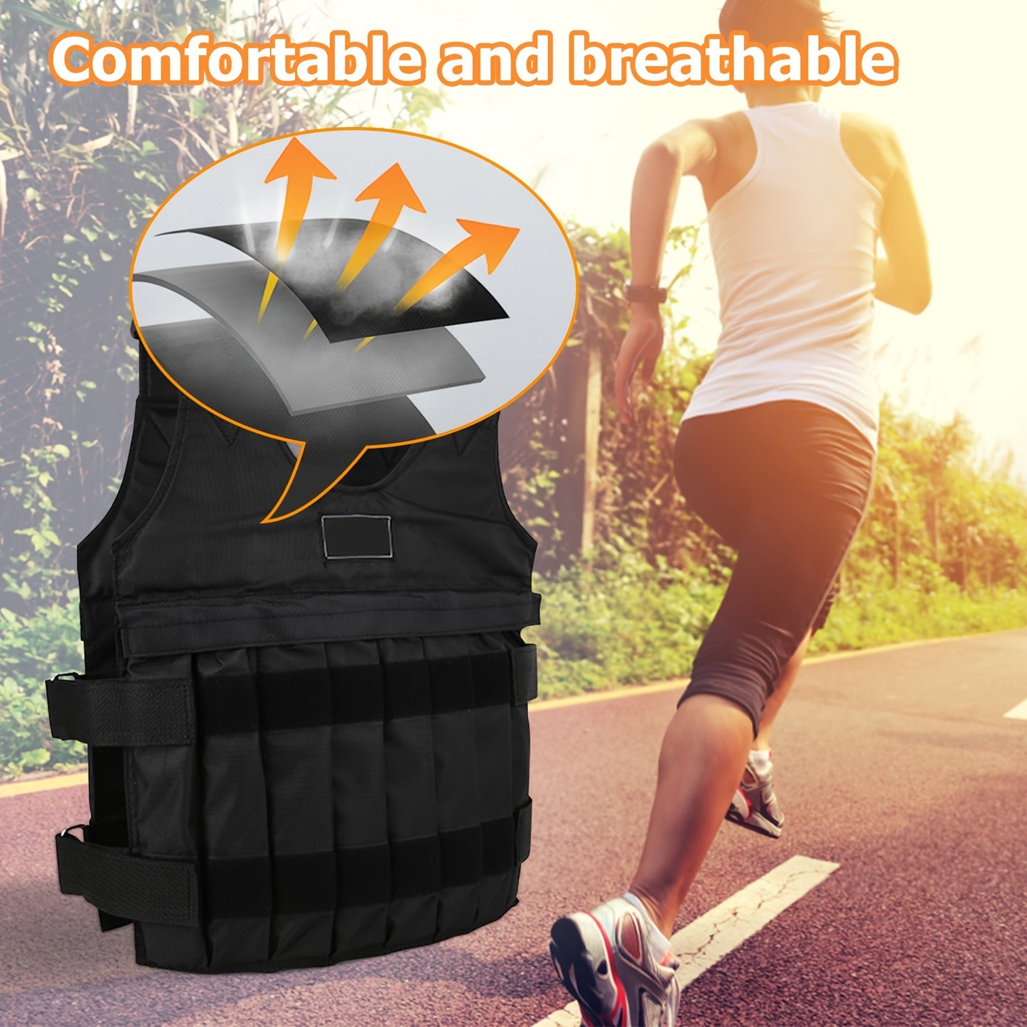 Adjustable Weighted Vest Max Load 20kg 16 Pouches Gym Running Fitness Sports Training Weight Loss Jackets Exercise Waistcoat for Workout Exercise Boxing Training