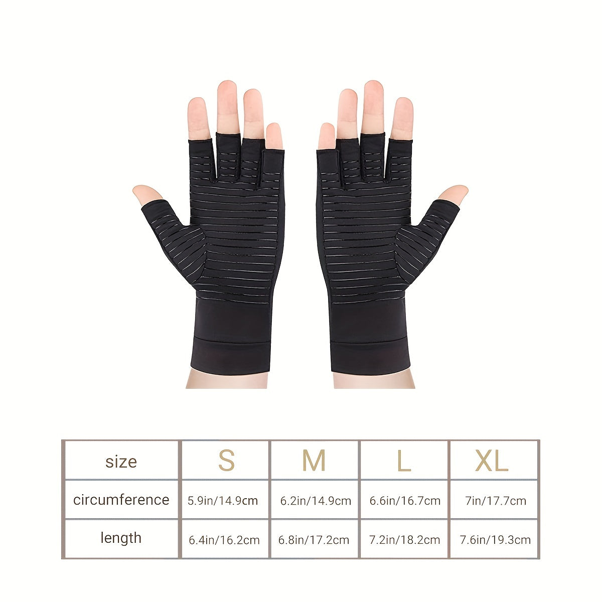 Copper Compression Half Finger Gloves for Hand Support - Cycling, Biking, Driving, Exercise, Training & Fitness
