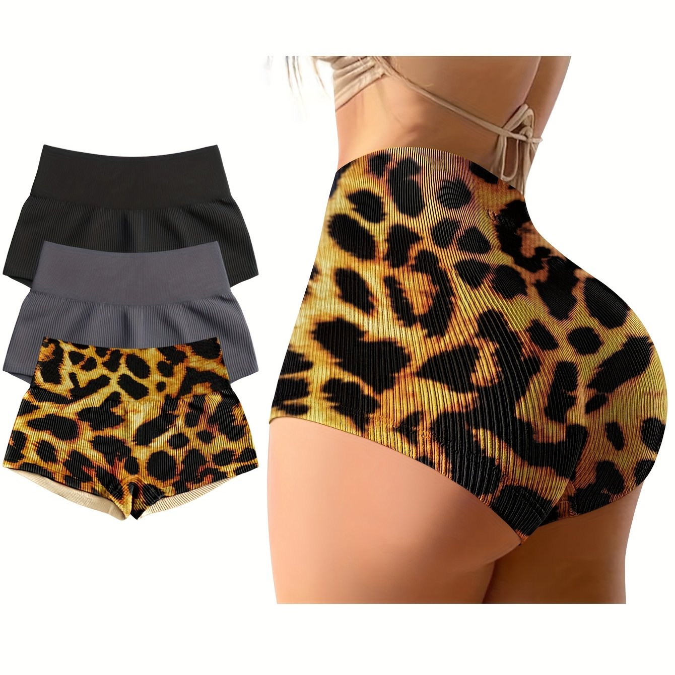 OQQ Women 3 Piece Yoga Shorts Sexy High Waist Booty Stretch Workout Exercise Hot Shorts