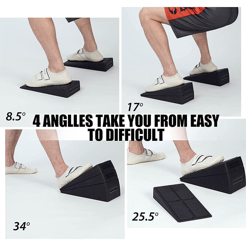 3-Pack Squat Wedge Blocks, 12-Inch Leg Stretcher Foam Slant Boards, Universal Fit PP Material for Squats, Calf Raises, Yoga, Knee Over Toe Workout Equipment - Black