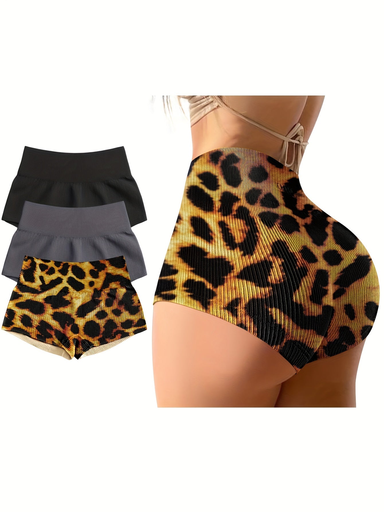 OQQ Women 3 Piece Yoga Shorts Sexy High Waist Booty Stretch Workout Exercise Hot Shorts