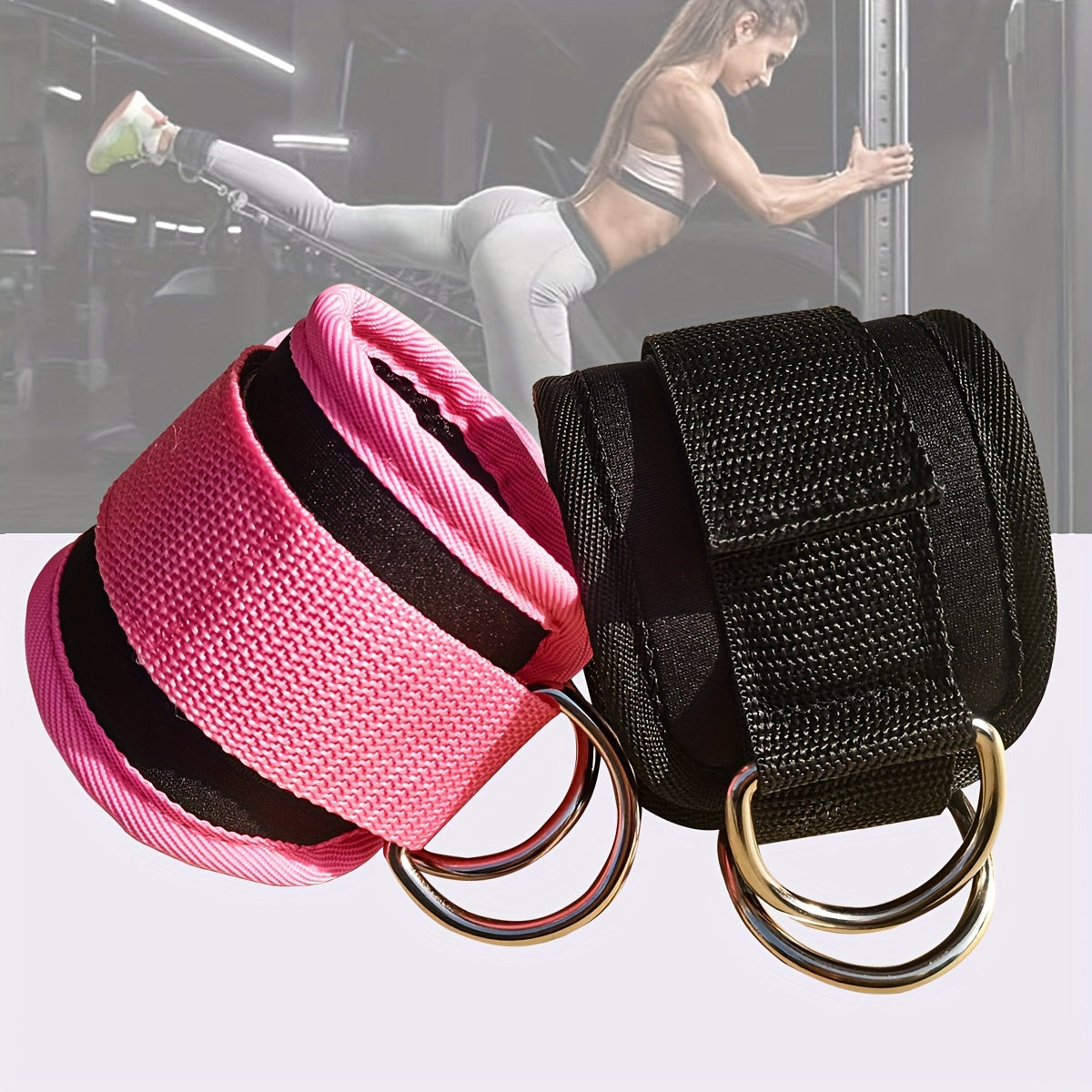 2pcs Adjustable Comfortable Ankle Straps - Ultra-Comfortable Design with Sturdy D-Ring for Secure Attachment - Perfect for Gym, Fitness, Workout, Exercise, Glute & Leg Muscles Training on Cable Machines