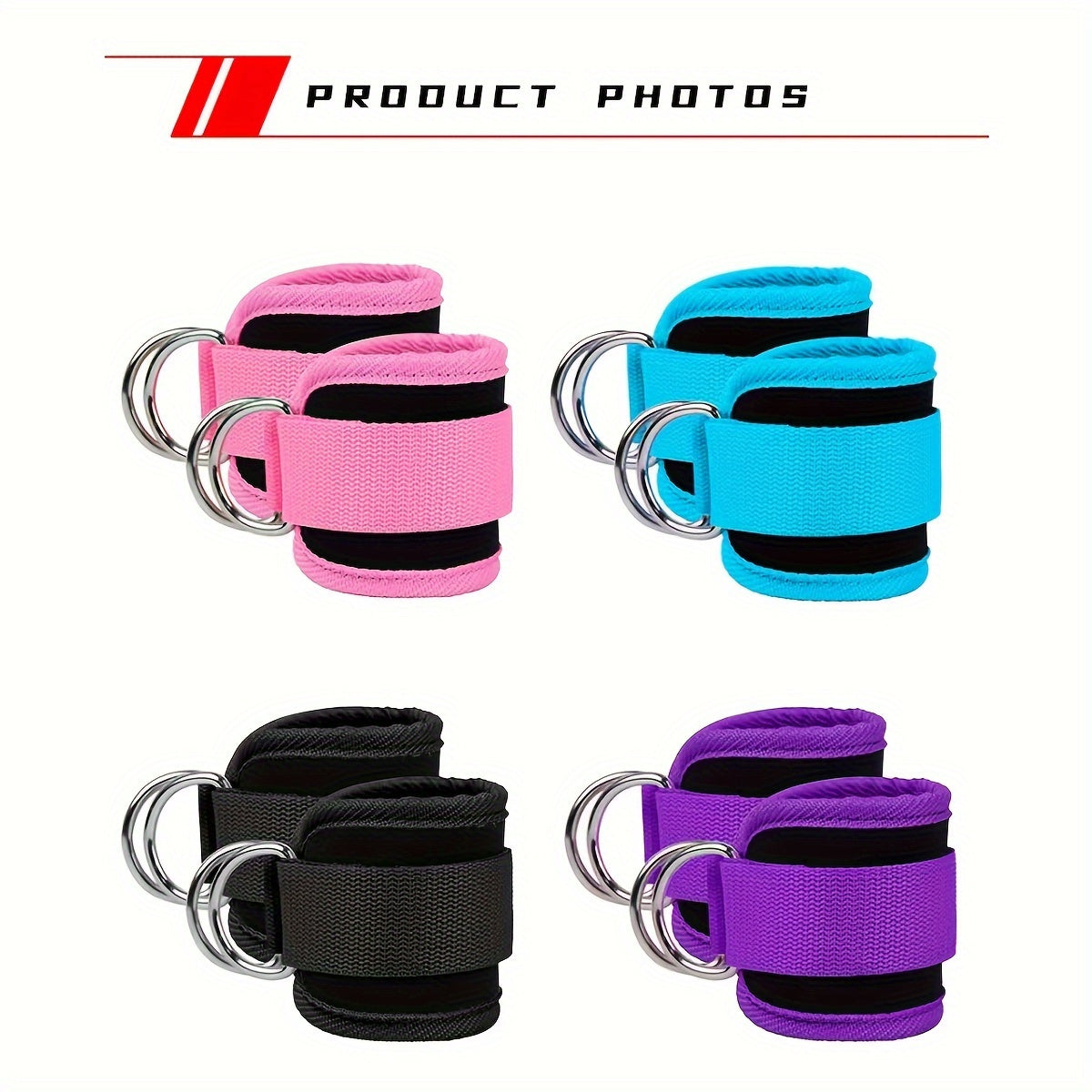 2pcs Adjustable Comfortable Ankle Straps - Ultra-Comfortable Design with Sturdy D-Ring for Secure Attachment - Perfect for Gym, Fitness, Workout, Exercise, Glute & Leg Muscles Training on Cable Machines