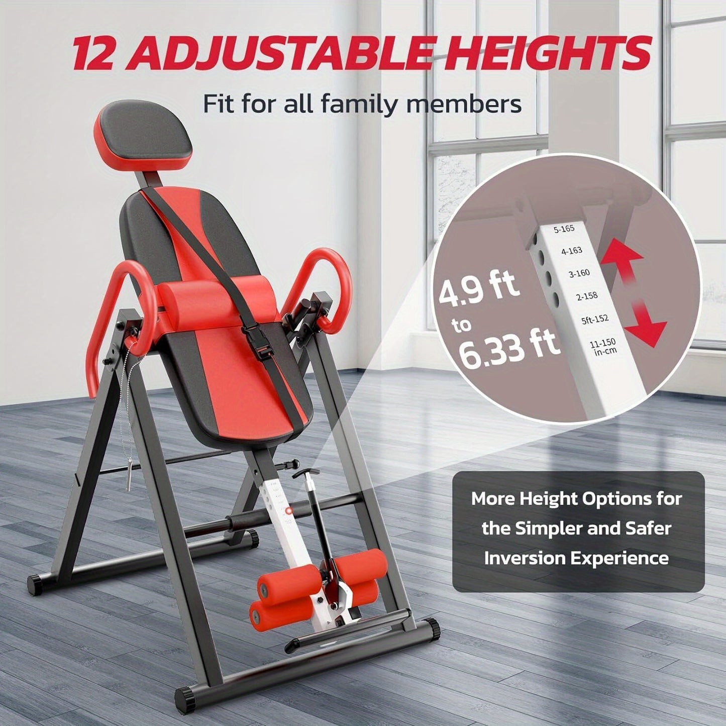 1pc Stainless Steel Gravity Inversion Table, Foldable Home Gym Back Spine Exercise Equipment for Indoor Fitness and Relief