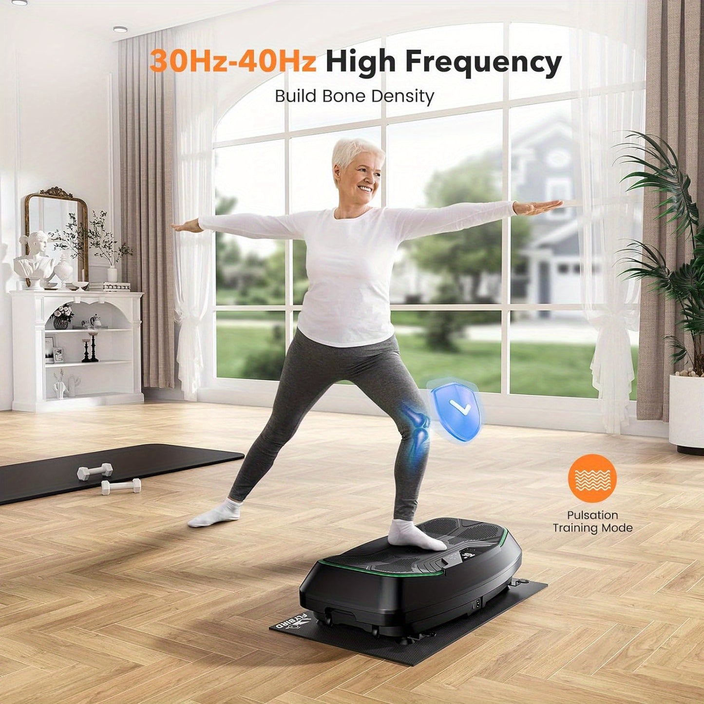 4D Vibration Plate-Triple Motors Oscillation, Linear, Pulsation Vibration Plate Exercise Machine, 30Hz-40Hz Vibration Plate Exercise Machine for Bone Density Building & Lymphatic Drainage