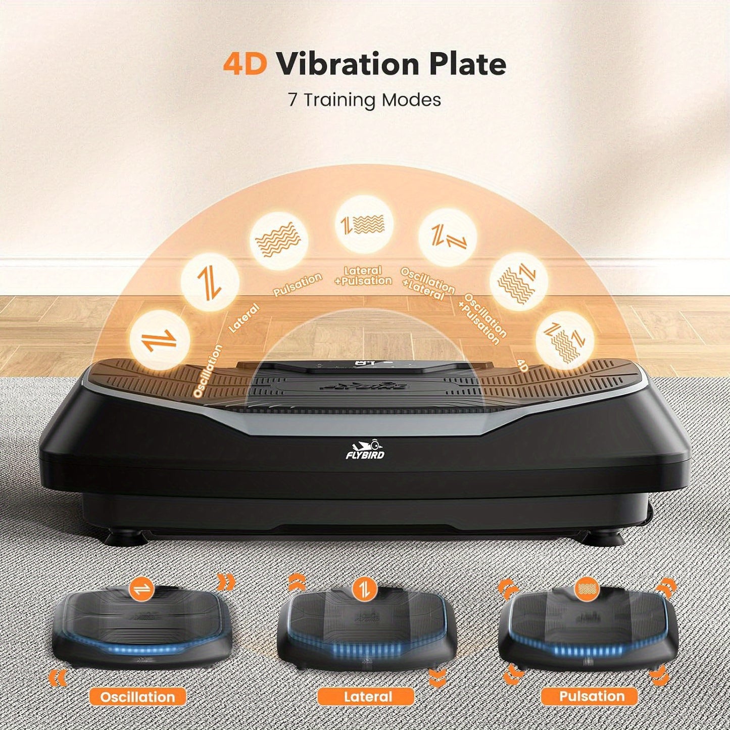 4D Vibration Plate-Triple Motors Oscillation, Linear, Pulsation Vibration Plate Exercise Machine, 30Hz-40Hz Vibration Plate Exercise Machine for Bone Density Building & Lymphatic Drainage