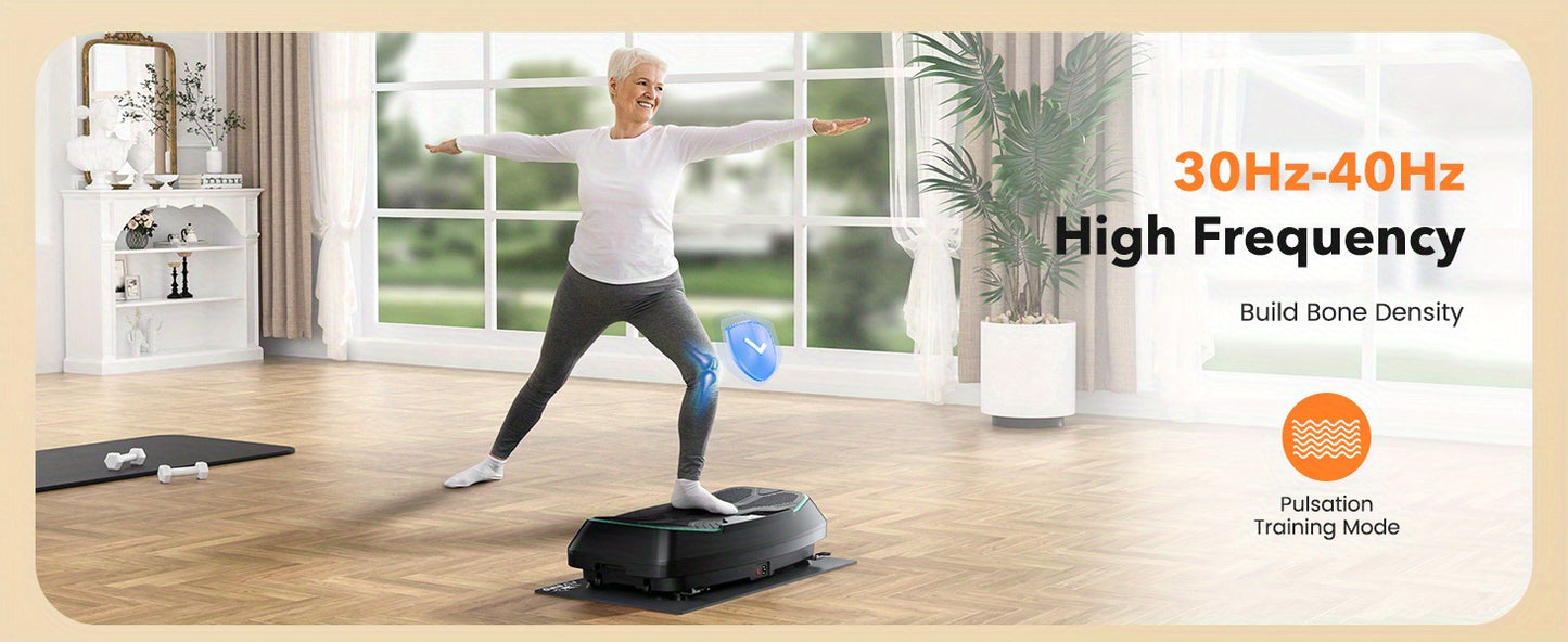 4D Vibration Plate-Triple Motors Oscillation, Linear, Pulsation Vibration Plate Exercise Machine, 30Hz-40Hz Vibration Plate Exercise Machine for Bone Density Building & Lymphatic Drainage