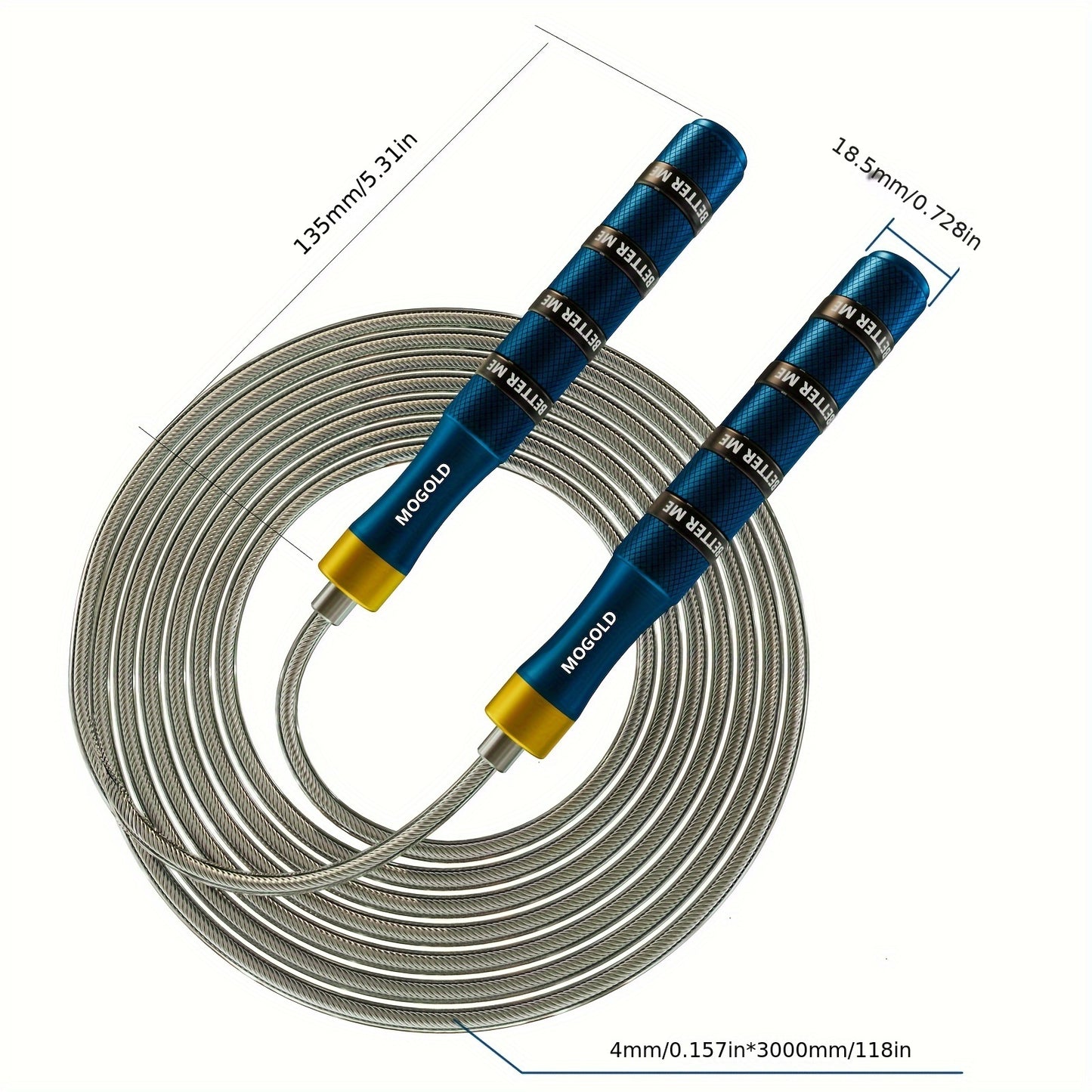 MOGOLD Professional Adjustable Speed Jump Rope - Exercise and Fitness Skipping Rope for Men and Women, Uncharged, Aluminum Alloy Handle, Suitable for Ages 14+ - 1pc