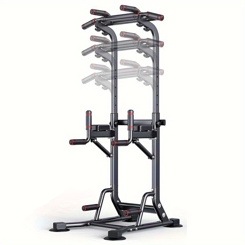 Multi-Functional Power Tower with Pull-Up and Dip Station, Adjustable Height Home Gym Workout Equipment, Tungsten Steel Wall-Mounted Strength Training Exercise Stand