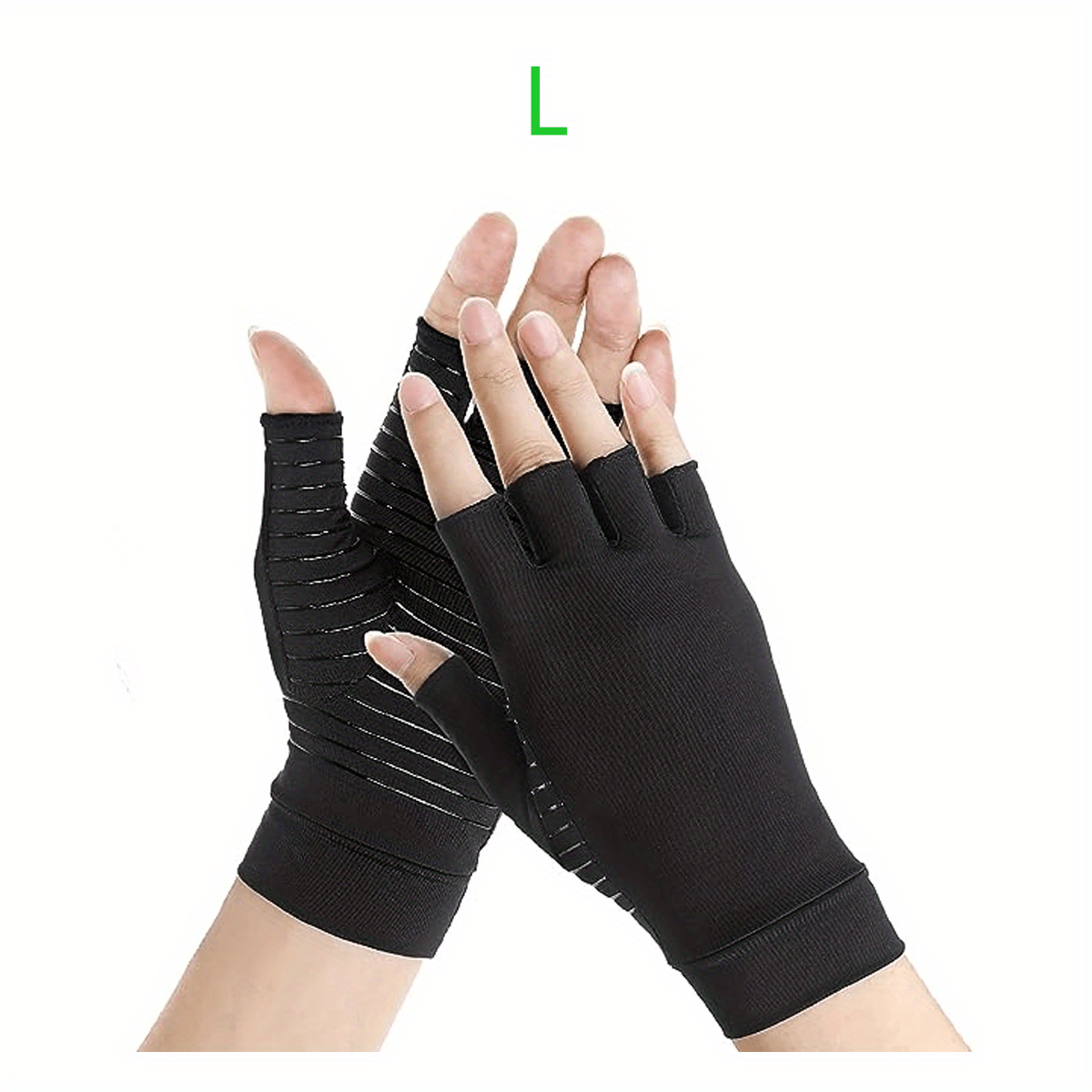 Copper Compression Half Finger Gloves for Hand Support - Cycling, Biking, Driving, Exercise, Training & Fitness
