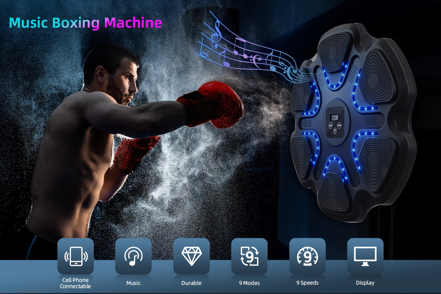 Music Boxing Machine - LOVEWE Wall Mounted Workout Equipment For Adults With Boxing Gloves - Home Boxing Target Machine
