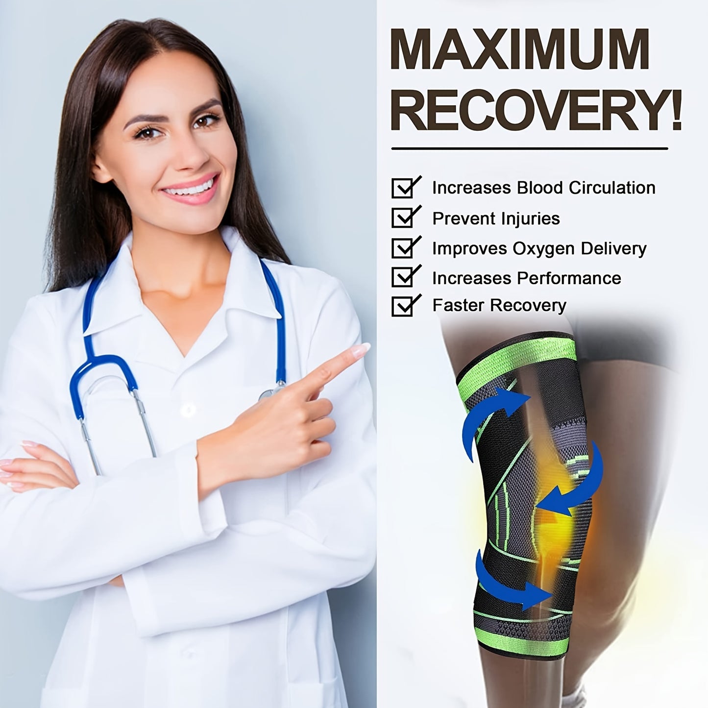 (2pcs) Order A Size Up Get Maximum Knee Support & Arthritis Relief For Men & Women - Adjustable Strap Wrap For Running, Cycling & Exercise!