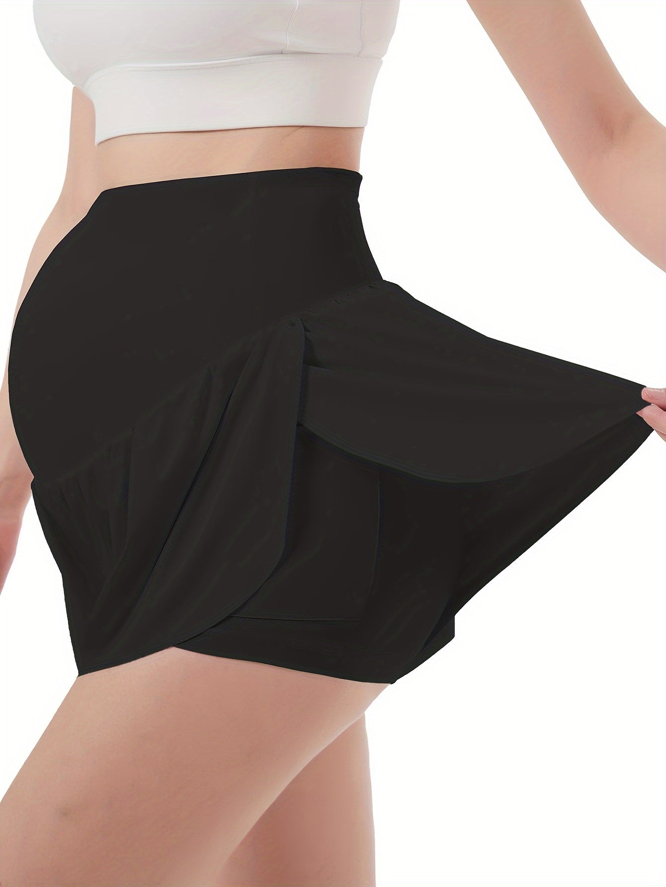 1 Piece Maternity Sport Flowy Shorts 2 in 1 Butterfly Abdominal Exercise with Pockets Pregnancy Shorts for Running