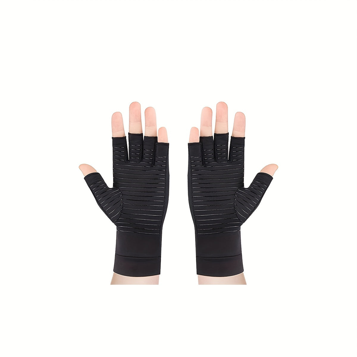 Copper Compression Half Finger Gloves for Hand Support - Cycling, Biking, Driving, Exercise, Training & Fitness