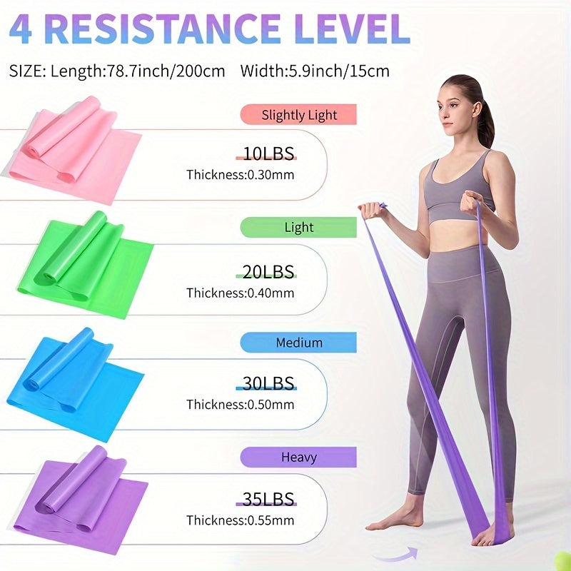 4pcs Yoga Resistance Bands Set - 4-Level TPE Elastic Bands for Fitness, Pilates & Strength Training, Perfect Gift for Fitness Enthusiasts, Fitness Essentials|Colorful Resistance Bands|Durable Exercise Equipment