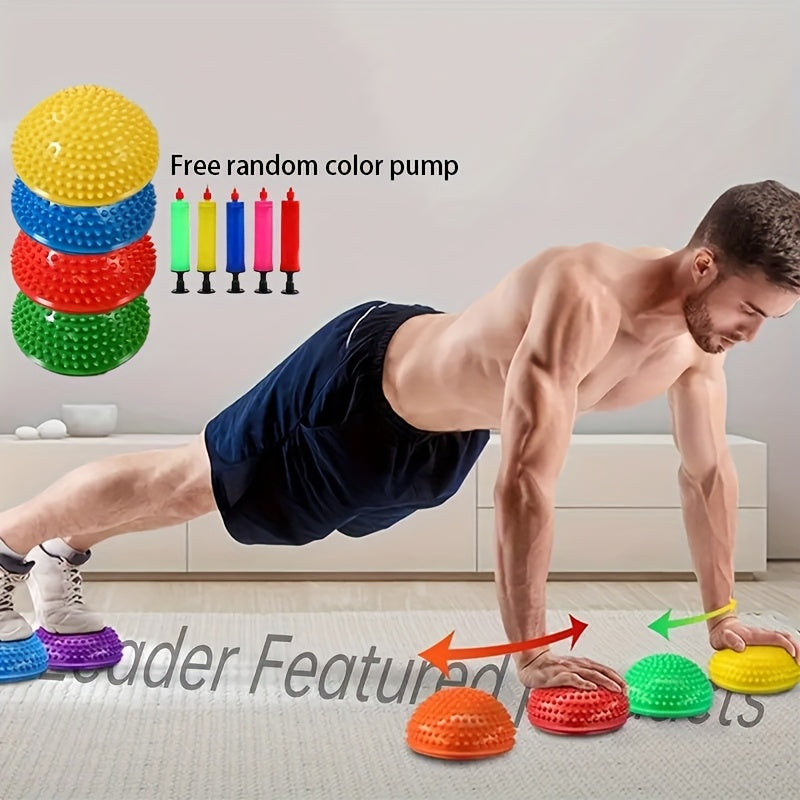 4-Pack Non-Slip PVC Balance Balls with Air Pump - Multi-Color Stability Balls for Yoga, Pilates, Gym & Tactile Relax | Foot Massage, Sensory Play & Balance Training | Ideal for Fitness, Easter, Mother’s Day Gifts, Pilates A