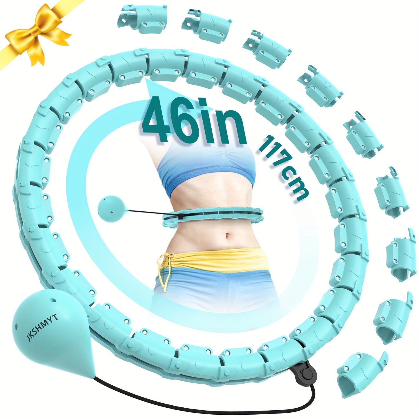 JKSHMYT 1pc Detachable 24 Sections Fitness Hoop With Solid Ball, 46In/117cm Outdoor Pilates Exercise Ring, Workout Equipment For Weight Loss