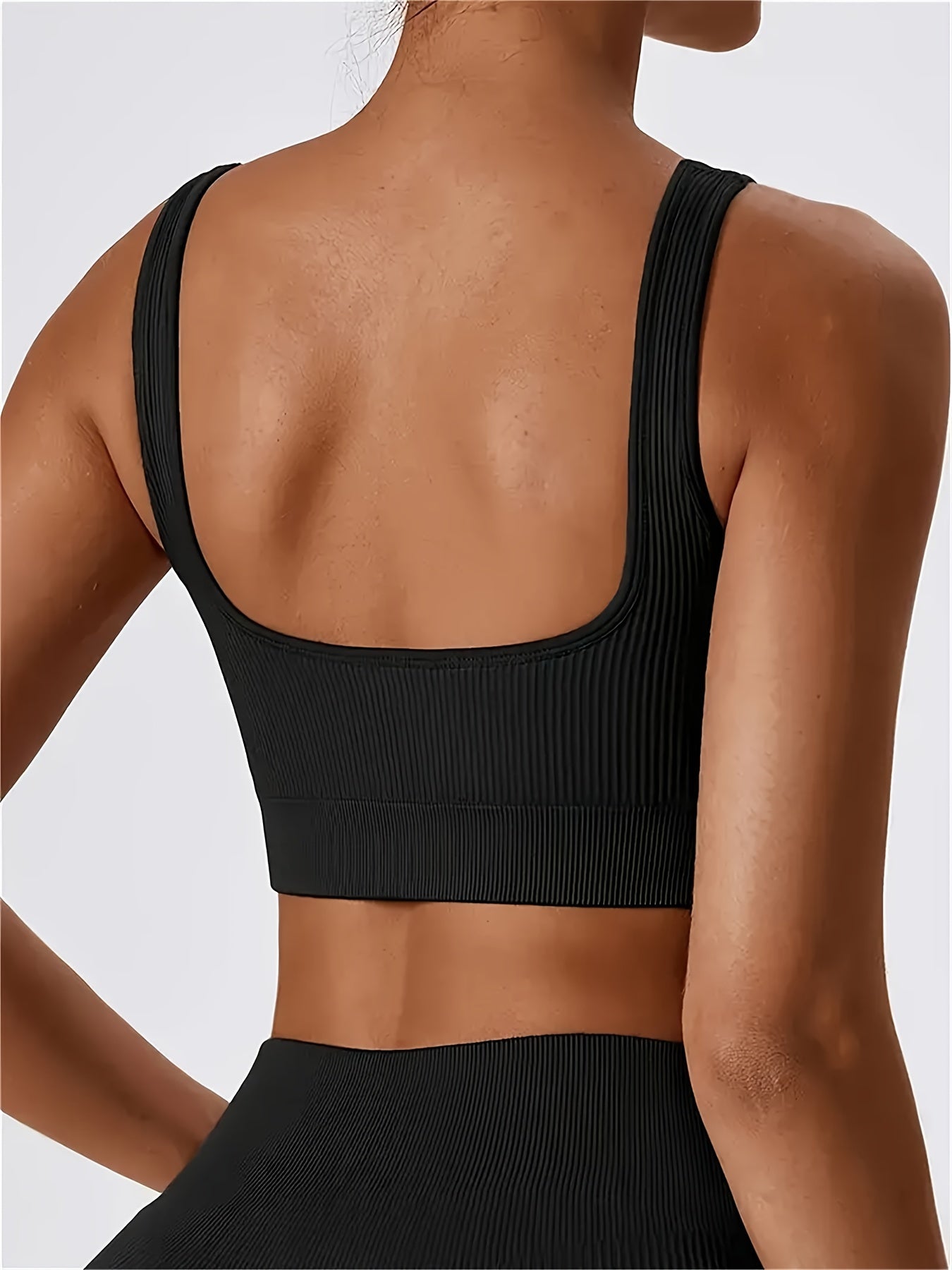 Women's 3 Piece Tank Tops Ribbed Seamless Solid Color Comfy Workout Exercise Everyday Bra Set