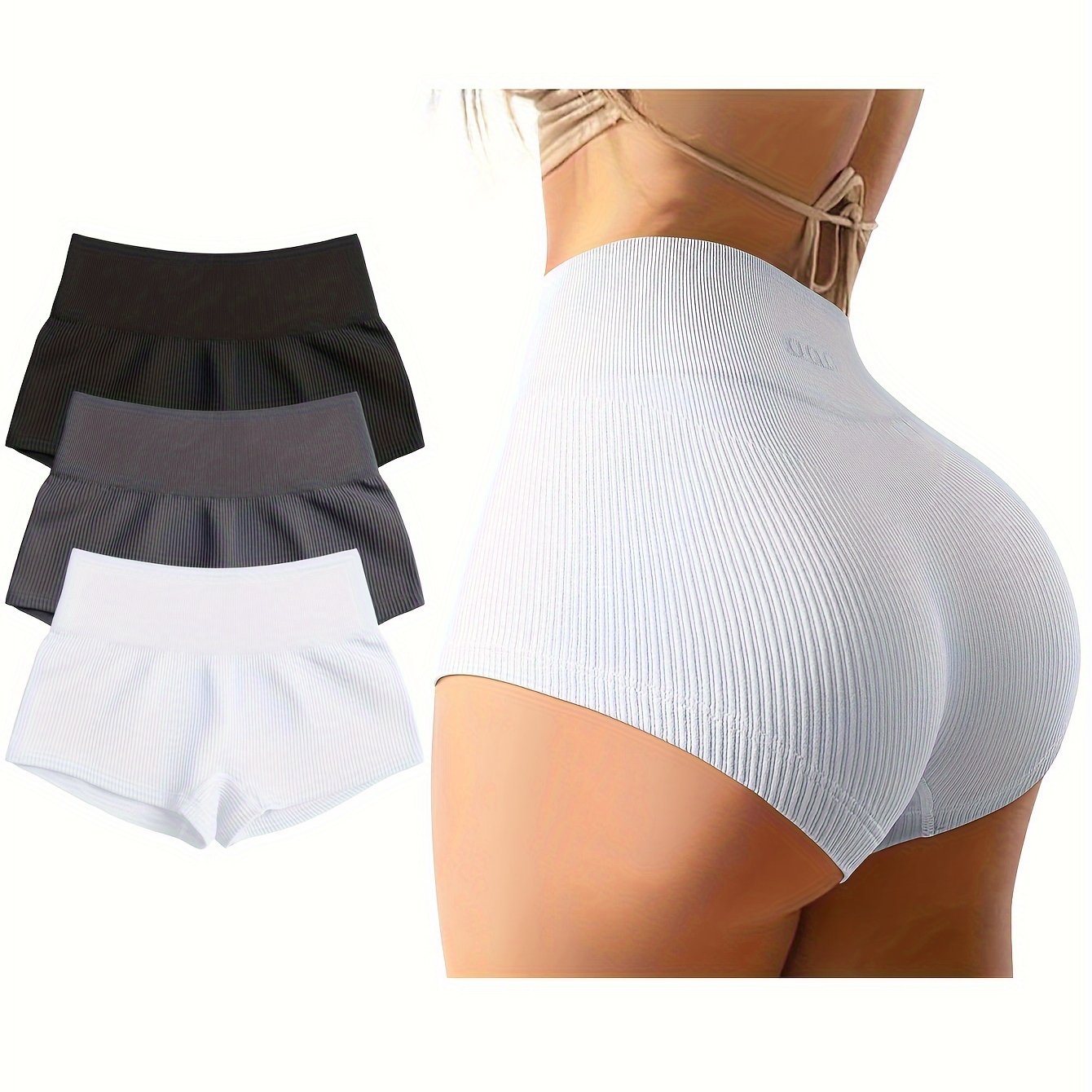 OQQ Women 3 Piece Yoga Shorts Sexy High Waist Booty Stretch Workout Exercise Hot Shorts
