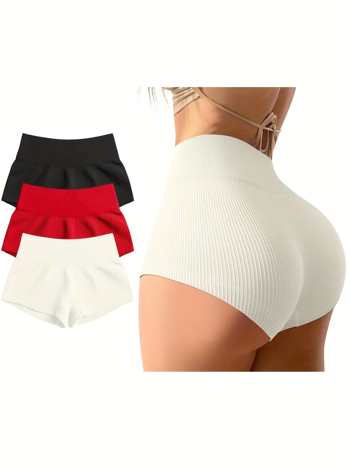 OQQ Women 3 Piece Yoga Shorts Sexy High Waist Booty Stretch Workout Exercise Hot Shorts