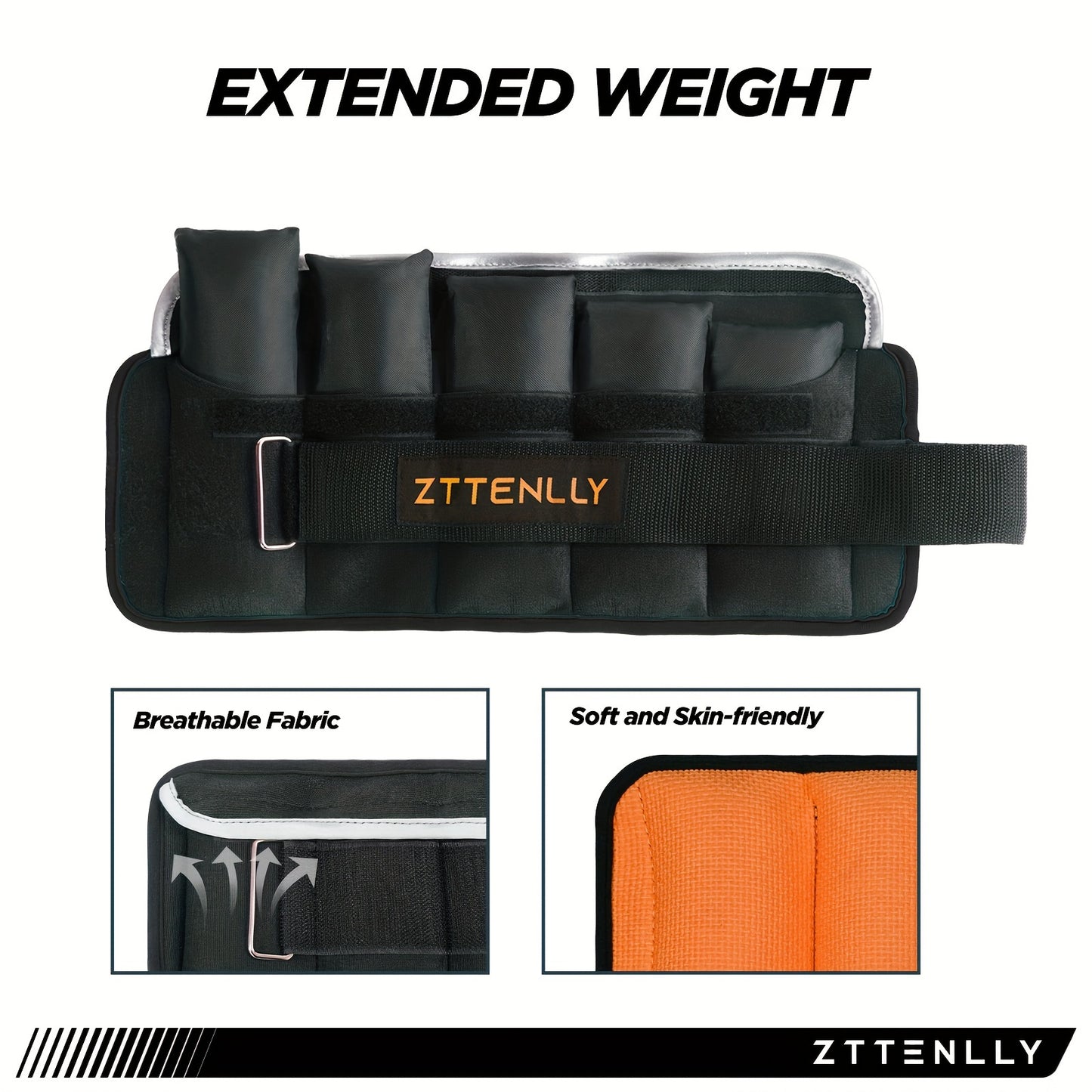 1 Pair Adjustable Ankle Weights, 5lbs/2.27kg Pair (2.5lbs/1.13kg Each) With Carry Bag - For Strength Training, Leg & Ankle Muscle Exercise