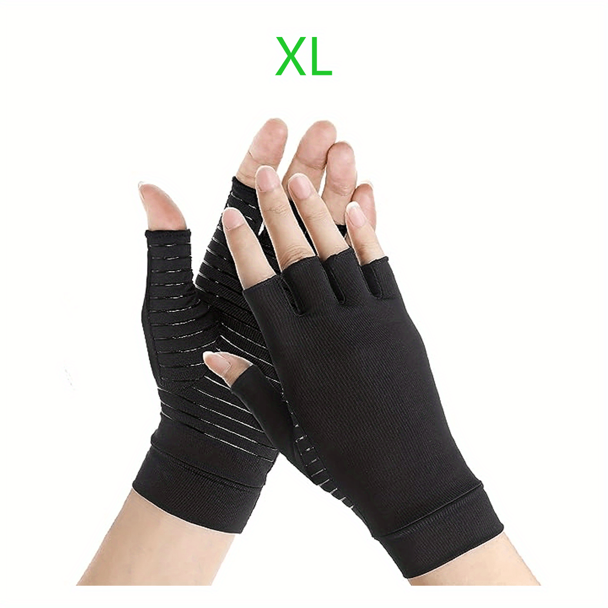 Copper Compression Half Finger Gloves for Hand Support - Cycling, Biking, Driving, Exercise, Training & Fitness