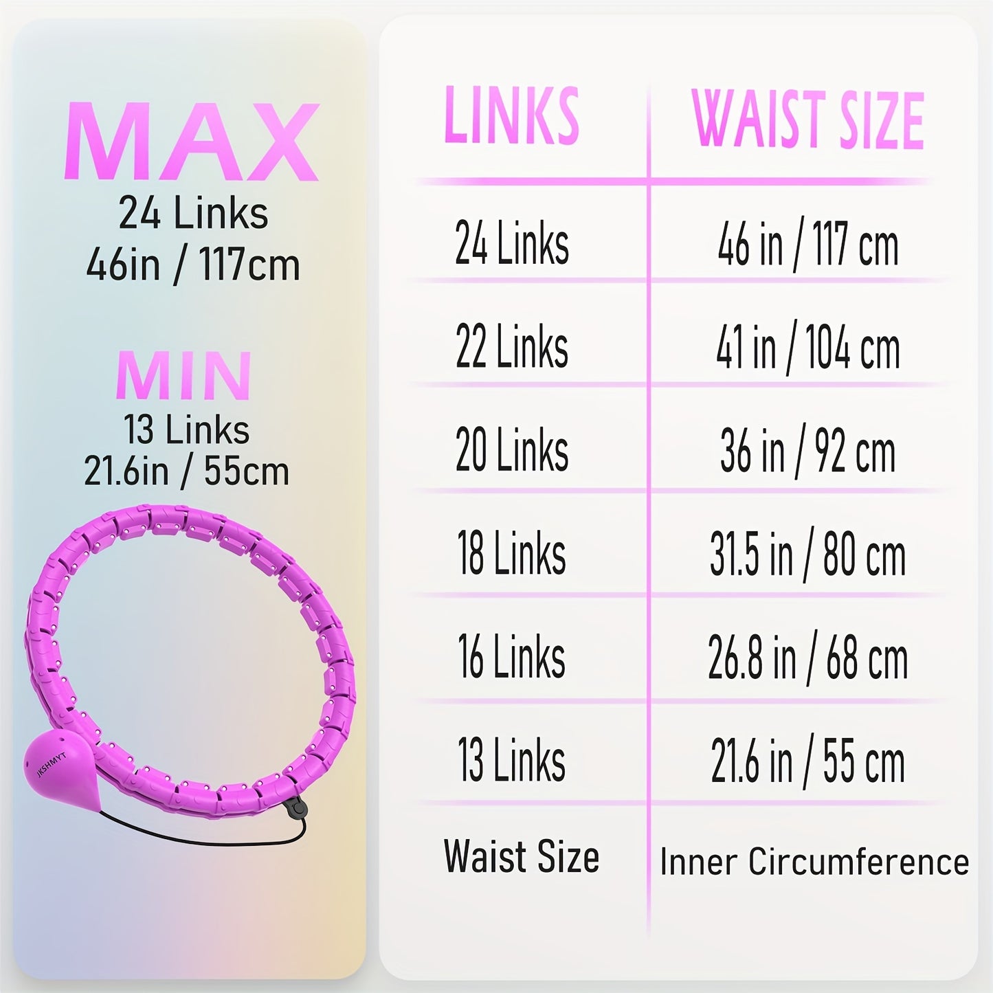 JKSHMYT 1pc Detachable 24 Sections Fitness Hoop With Solid Ball, 46In/117cm Outdoor Pilates Exercise Ring, Workout Equipment For Weight Loss