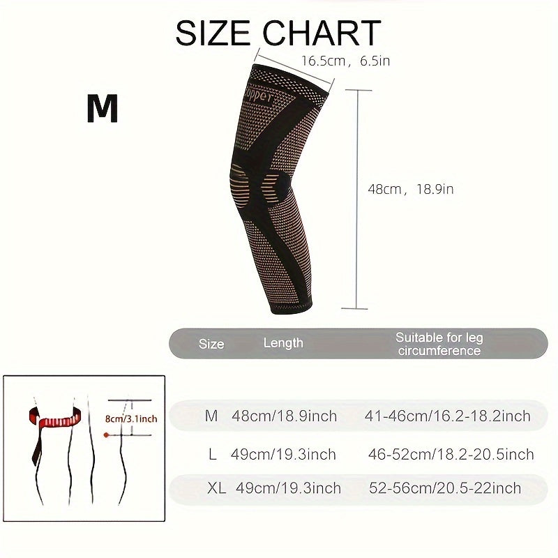 2pcs Extended Copper Ion Fiber Knitted Knee Pad, Copper Fiber Four Sided Elastic Nylon Knee Pads, Thickened For Warmth, Breathable Sports Knee Support For Running, Work Out, Gym, Hiking, Athletic Fitness & Exercise