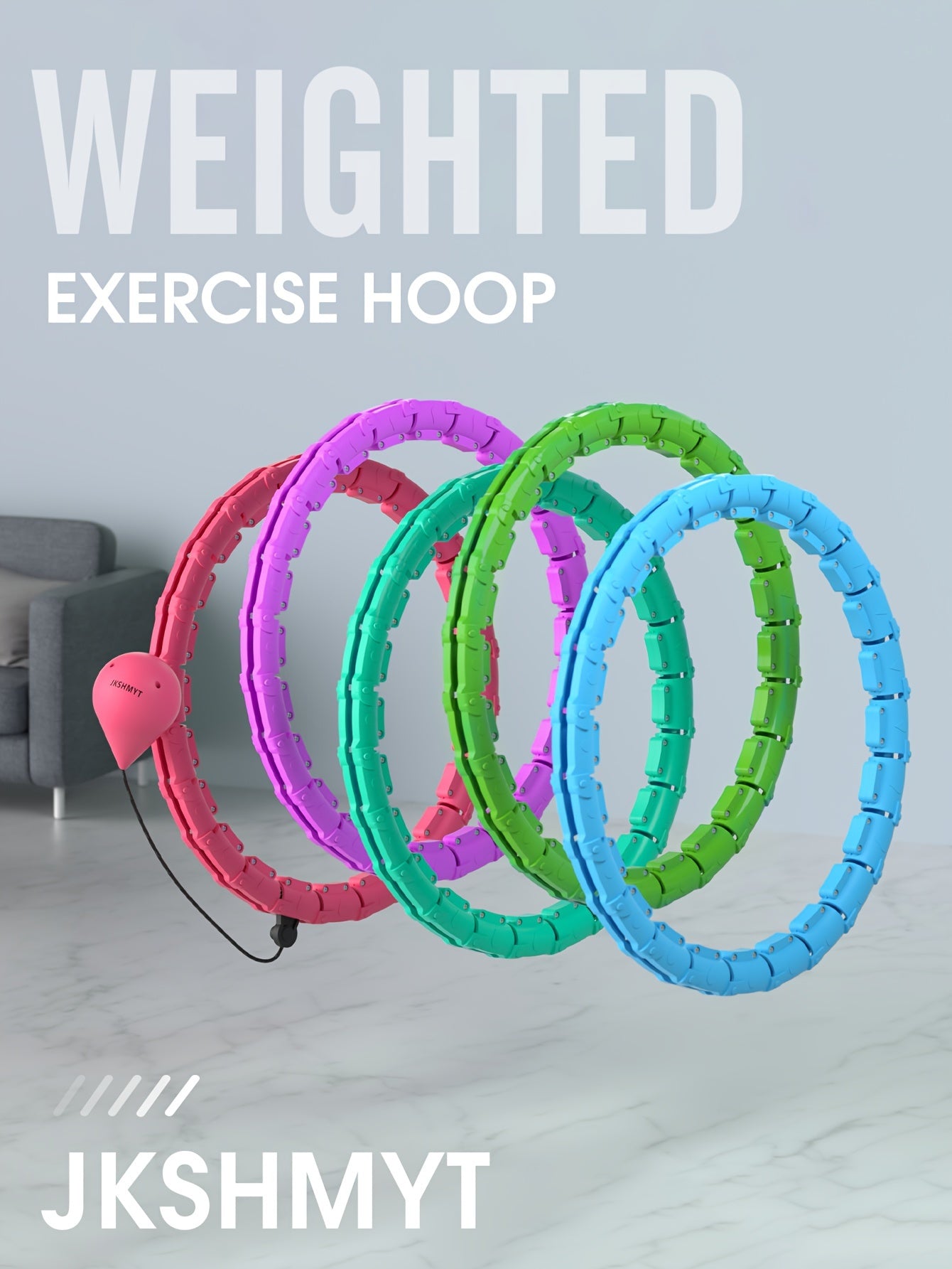 JKSHMYT 1pc Detachable 24 Sections Fitness Hoop With Solid Ball, 46In/117cm Outdoor Pilates Exercise Ring, Workout Equipment For Weight Loss