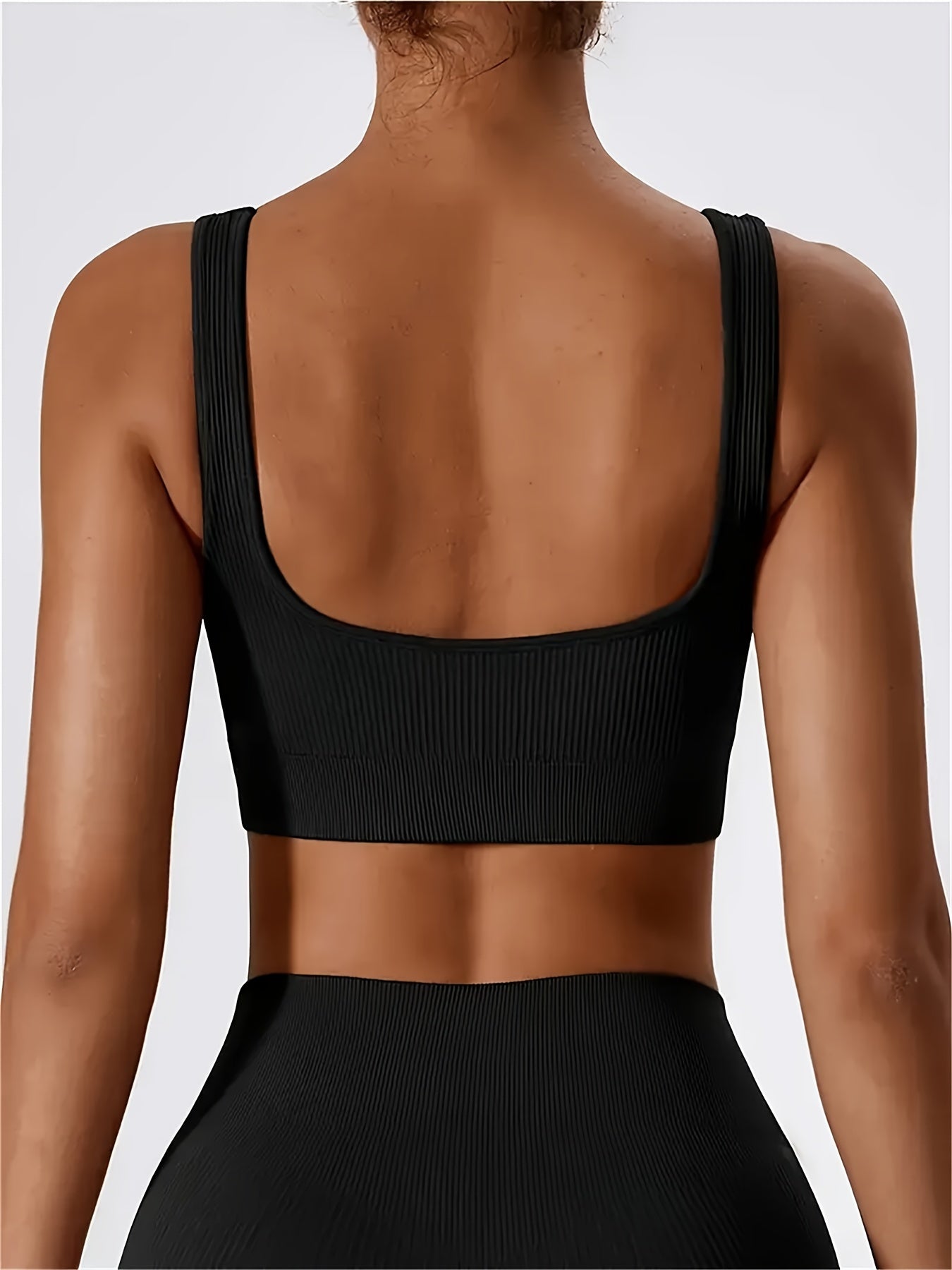 Women's 3 Piece Tank Tops Ribbed Seamless Solid Color Comfy Workout Exercise Everyday Bra Set