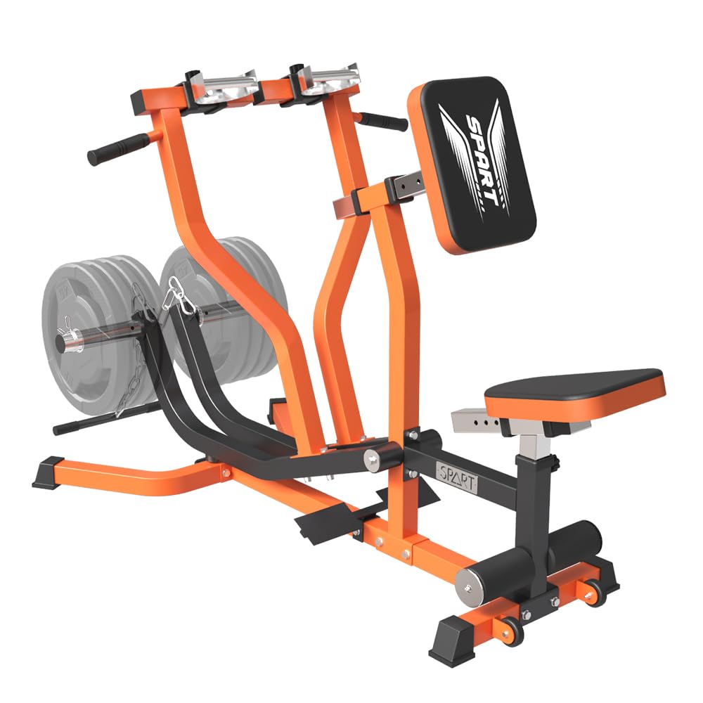 SPART Seated Row Machine, Plate Loaded Lat and Back Workout Equipment, Back Gym Machine with Independent Arms & 360° Rotary Grip Handles, Upper Body Special Machine with Bicep Curl Bar, 440LB Capacity