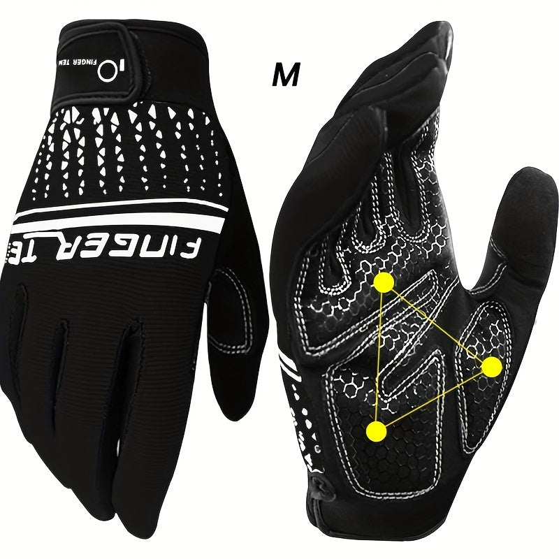 Full Finger Workout Gloves with Padding, Non Slip Extra Grip for Men Women - FINGER TEN Weight Lifting Touchscreen Gym Exercise Gloves for Cycling Climbing Hiking
