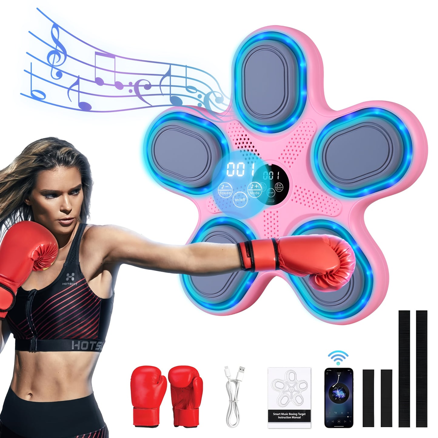 Music Boxing Machine - LOVEWE Wall Mounted Workout Equipment For Adults With Boxing Gloves - Home Boxing Target Machine