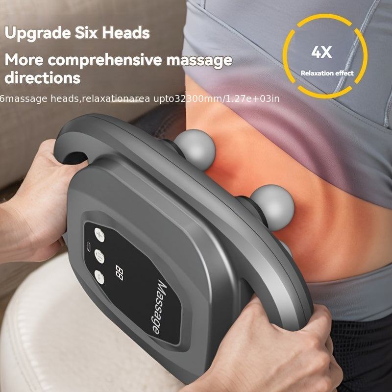 Six-Head Percussion Massage Gun - Universal Fit, USB Rechargeable Deep Tissue Massager with 9 Modes, Enhanced Battery Life, ABS Construction, Lithium 18650 Series Battery for Fitness & Exercise Recovery
