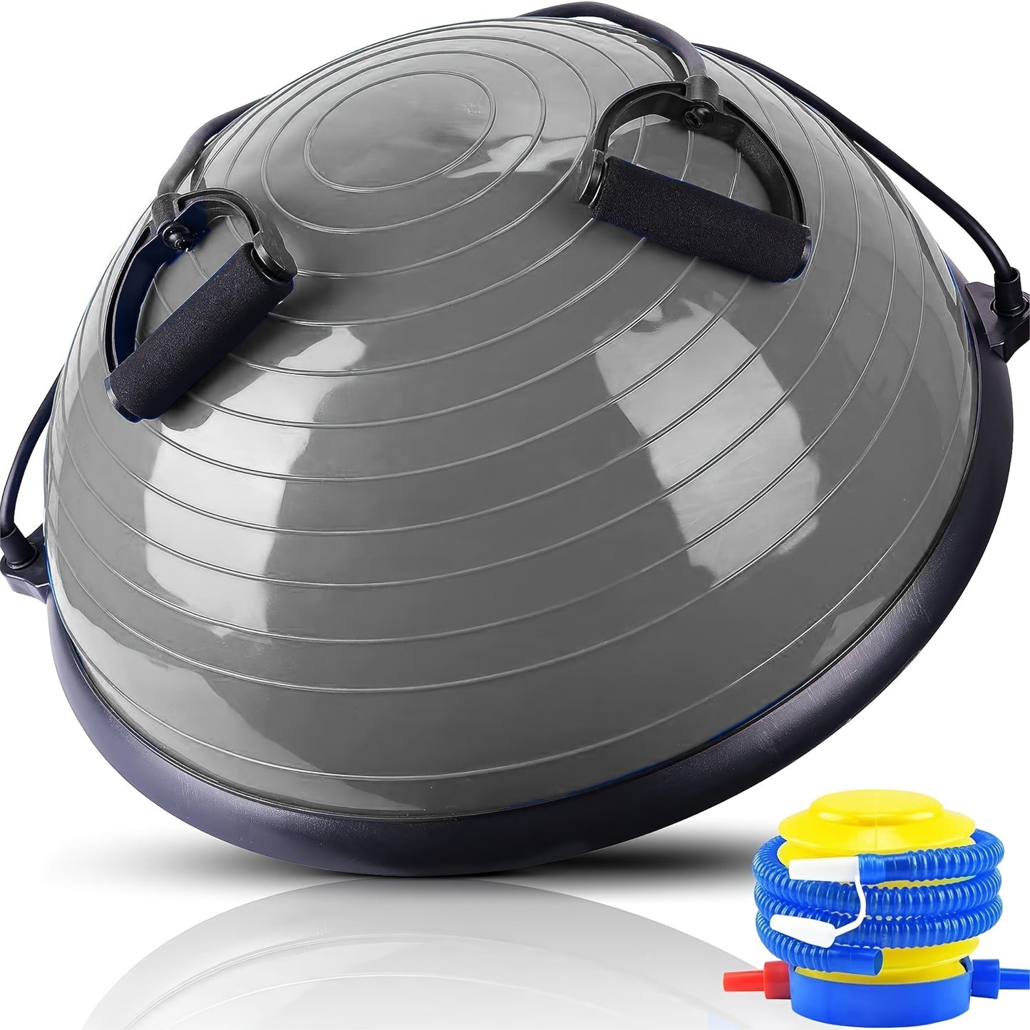 Balance Ball Trainer with Resistance Bands & Pump Stability, 58CM Yoga Exercise Ball for Home Gym Core Training Anti-Skid Surface