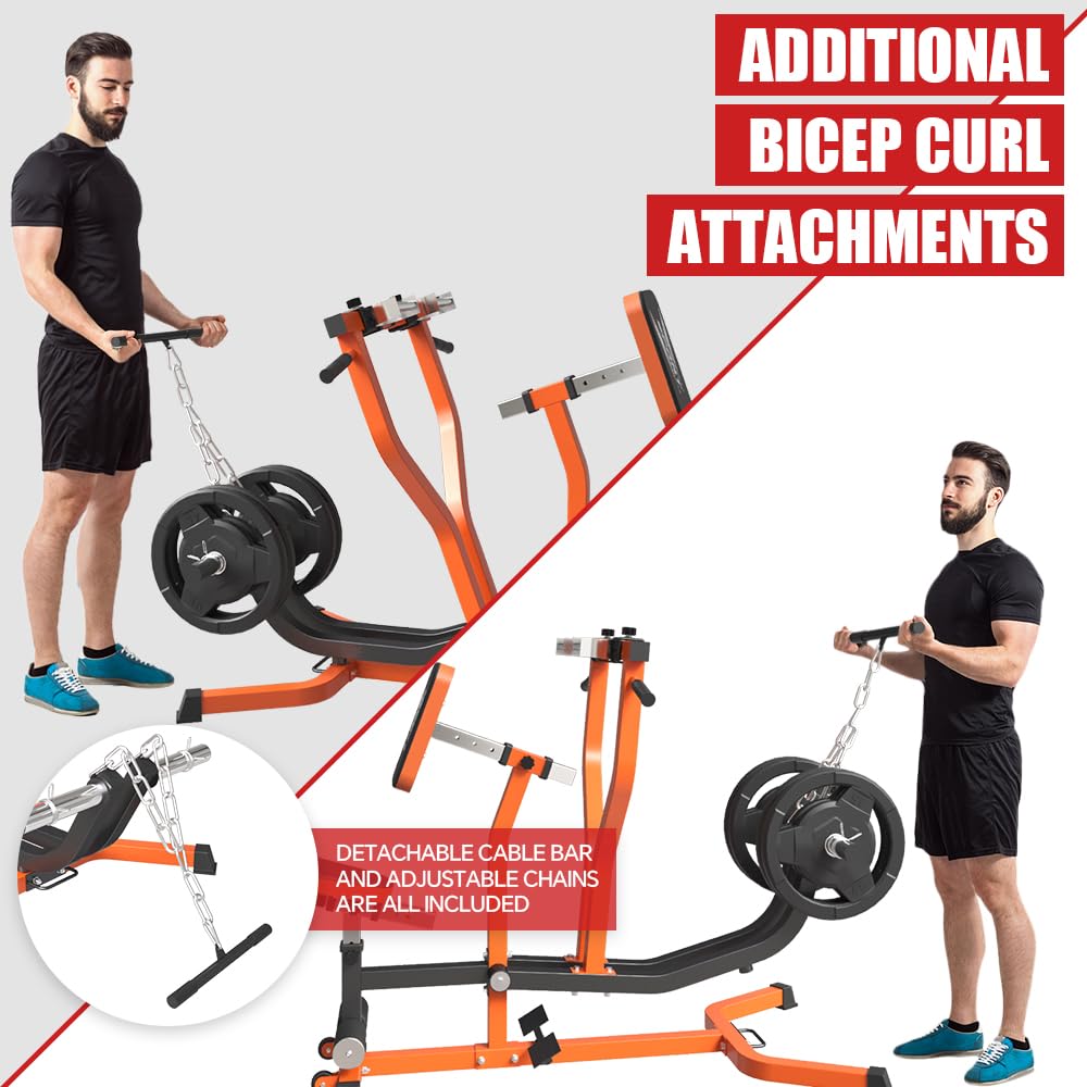 SPART Seated Row Machine, Plate Loaded Lat and Back Workout Equipment, Back Gym Machine with Independent Arms & 360° Rotary Grip Handles, Upper Body Special Machine with Bicep Curl Bar, 440LB Capacity