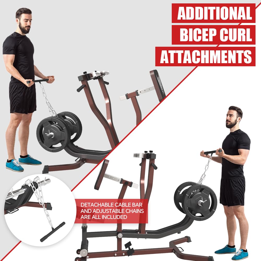 SPART Seated Row Machine, Plate Loaded Lat and Back Workout Equipment, Back Gym Machine with Independent Arms & 360° Rotary Grip Handles, Upper Body Special Machine with Bicep Curl Bar, 440LB Capacity