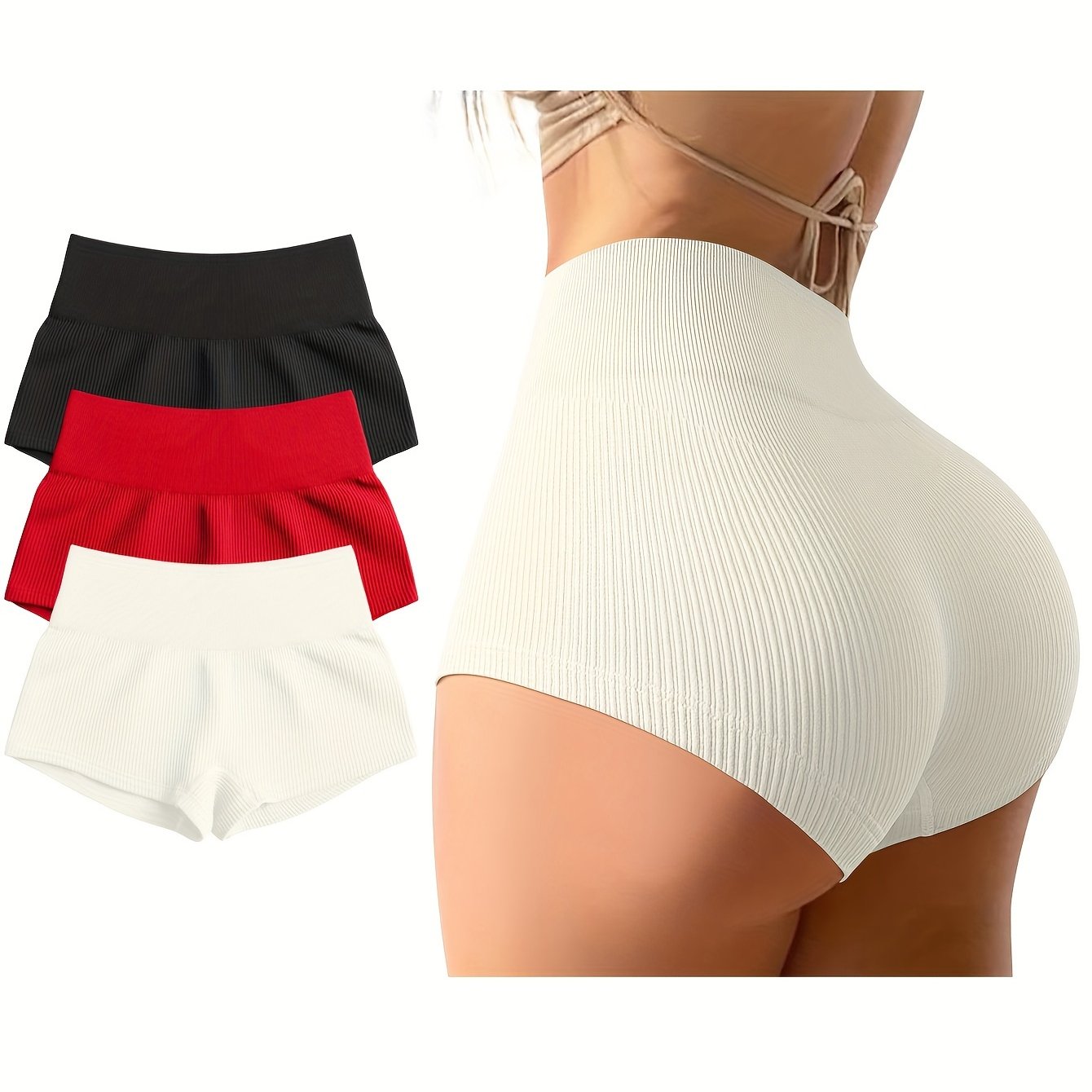 OQQ Women 3 Piece Yoga Shorts Sexy High Waist Booty Stretch Workout Exercise Hot Shorts