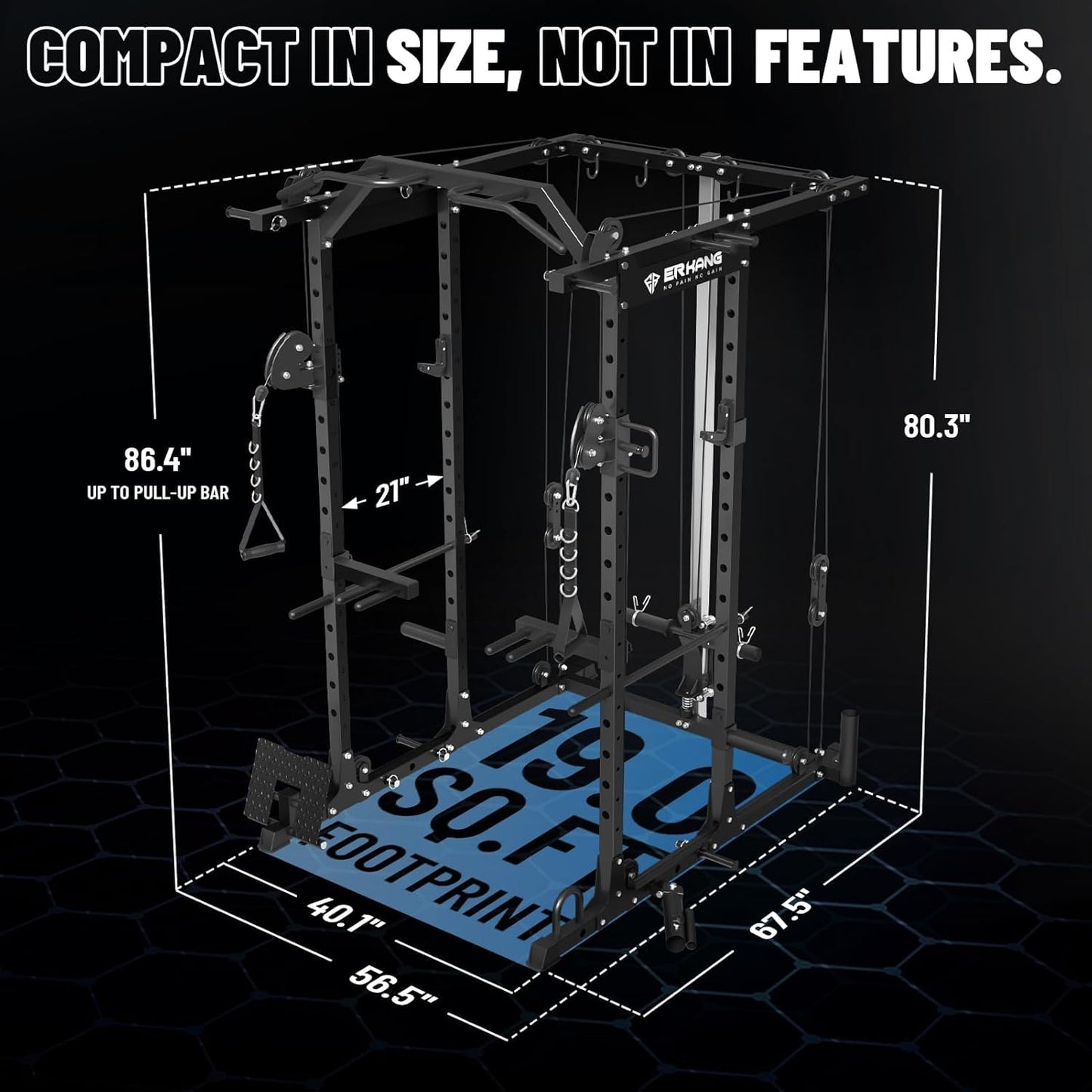 Mikolo Power Cage, Power Rack with Cable Crossover System, 1500LBS Squat Rack with LAT Pull Down System, Workout Cage with Pulley System for Fitness Home Gym