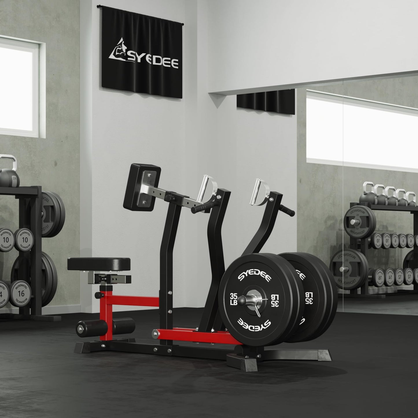 Seated Row Machine, Back Machine Gym Equipment Plate Loaded, Adjustable LAT Machine with Independent Arms & Multi Grip Positions, 400LBS Capacity