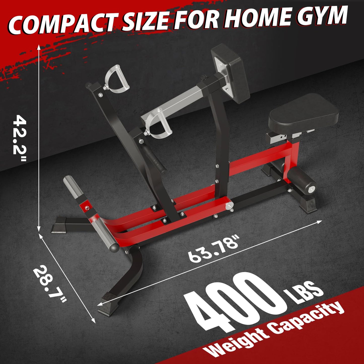 Seated Row Machine, Back Machine Gym Equipment Plate Loaded, Adjustable LAT Machine with Independent Arms & Multi Grip Positions, 400LBS Capacity