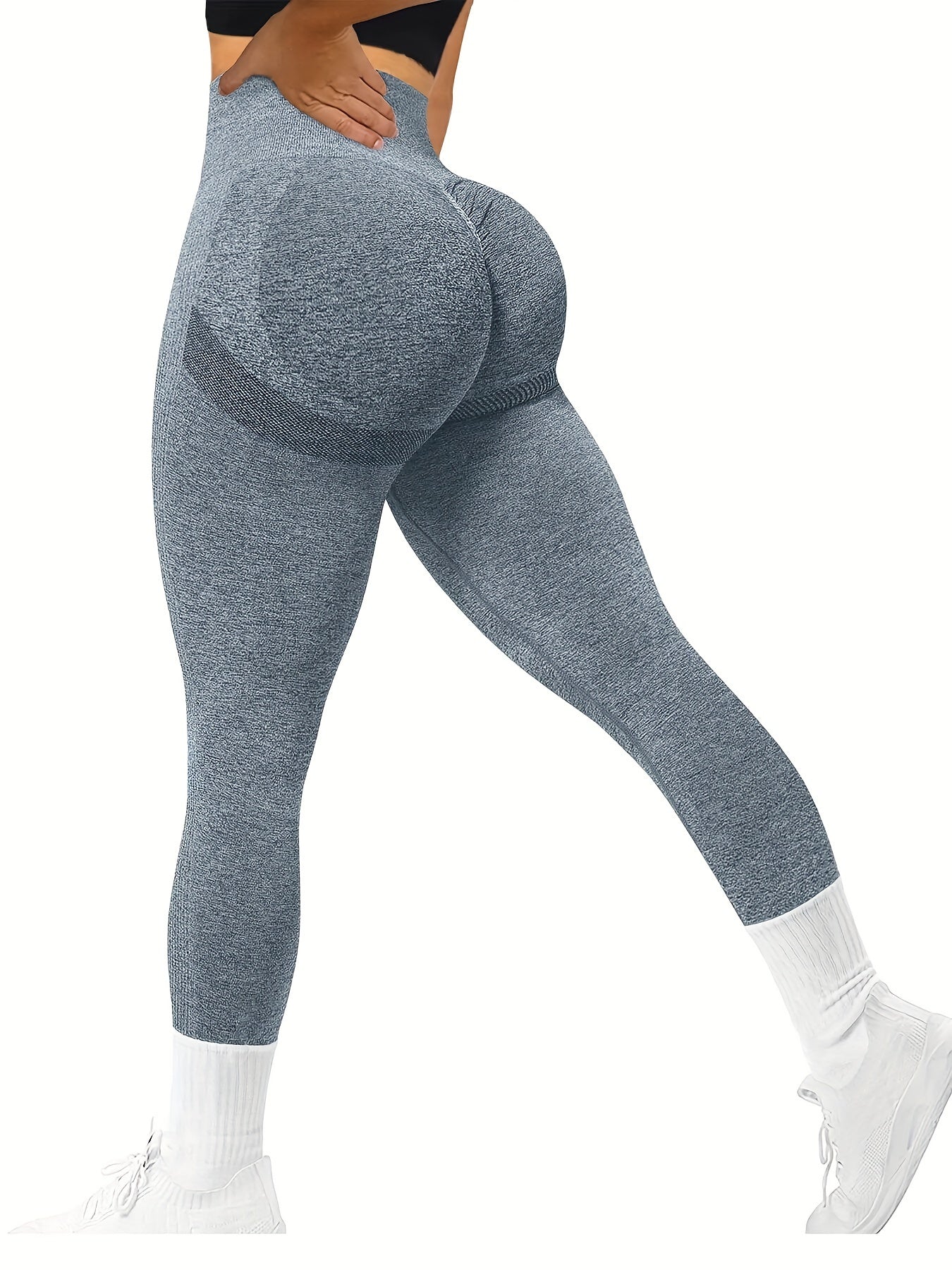 Seamless High Waist Stretchy Sports Tight Pants, Solid Slimming Yoga Fitness Workout Gym Exercise Leggings, Women's Activewear