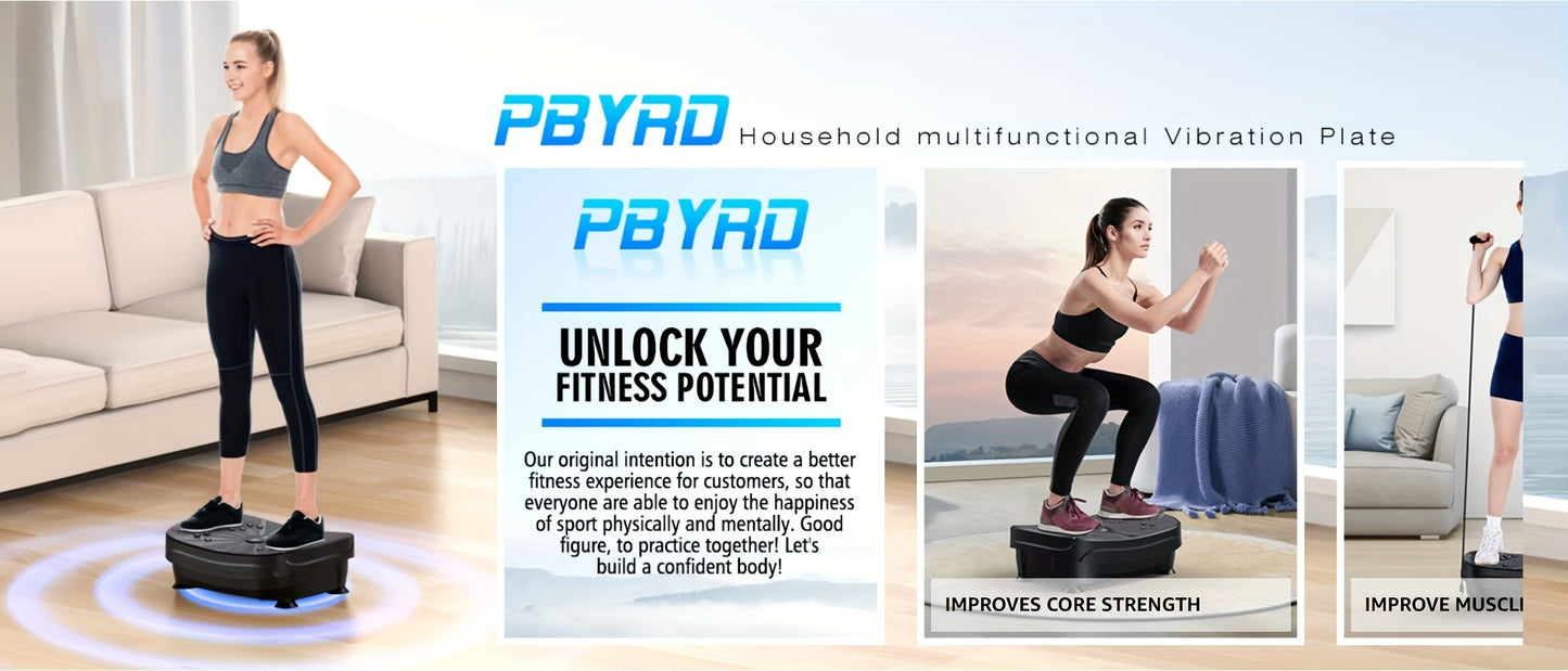 Vibration Plate Exercise Machine, Portable Full Body Vibration Platform, 9 Preset Mode & Auto Mode Fitness Board for Weight Loss Shaping, with Resistance Bands, 99 Levels