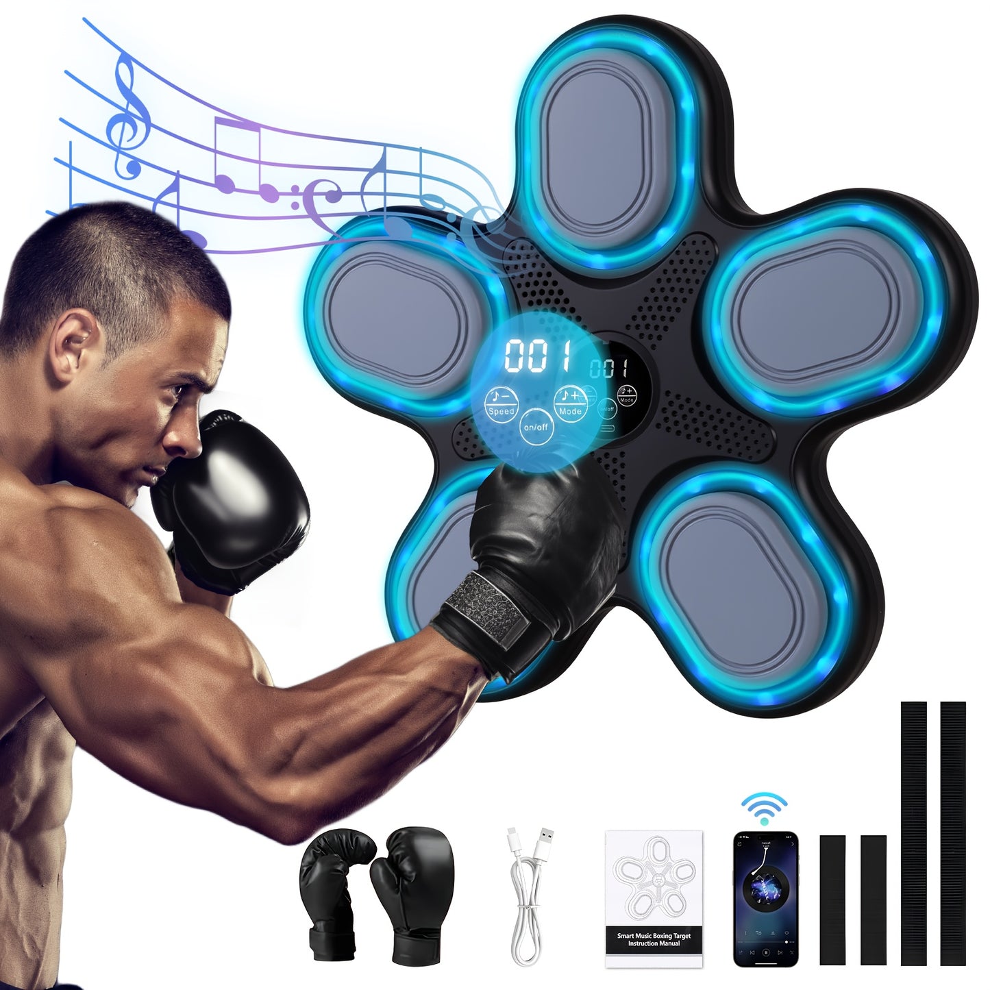 Music Boxing Machine - LOVEWE Wall Mounted Workout Equipment For Adults With Boxing Gloves - Home Boxing Target Machine