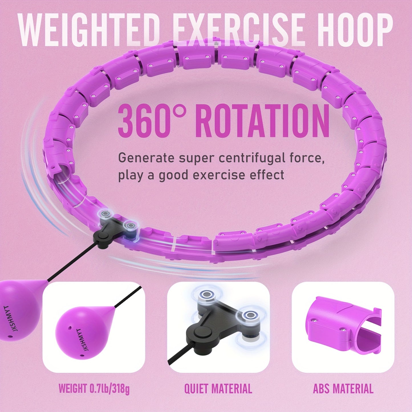 JKSHMYT 1pc Detachable 24 Sections Fitness Hoop With Solid Ball, 46In/117cm Outdoor Pilates Exercise Ring, Workout Equipment For Weight Loss
