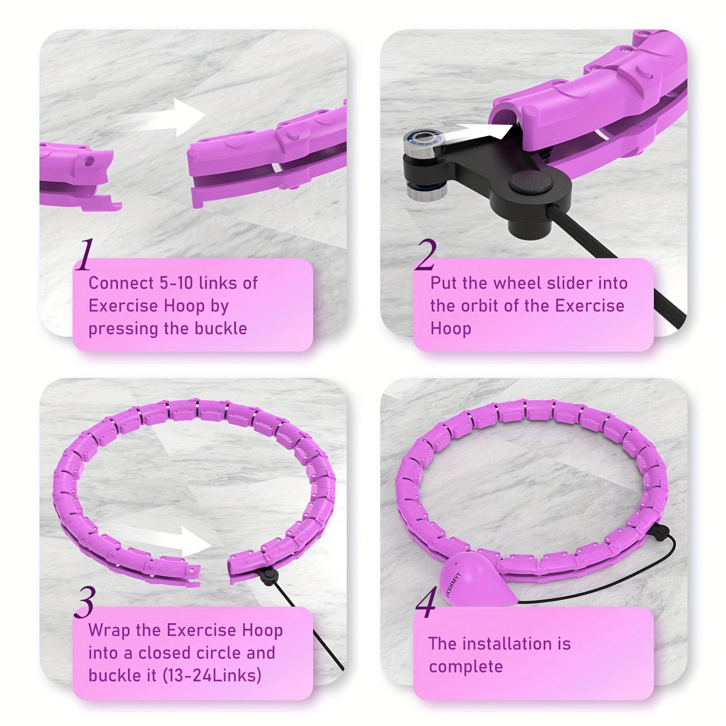 JKSHMYT 1pc Detachable 24 Sections Fitness Hoop With Solid Ball, 46In/117cm Outdoor Pilates Exercise Ring, Workout Equipment For Weight Loss