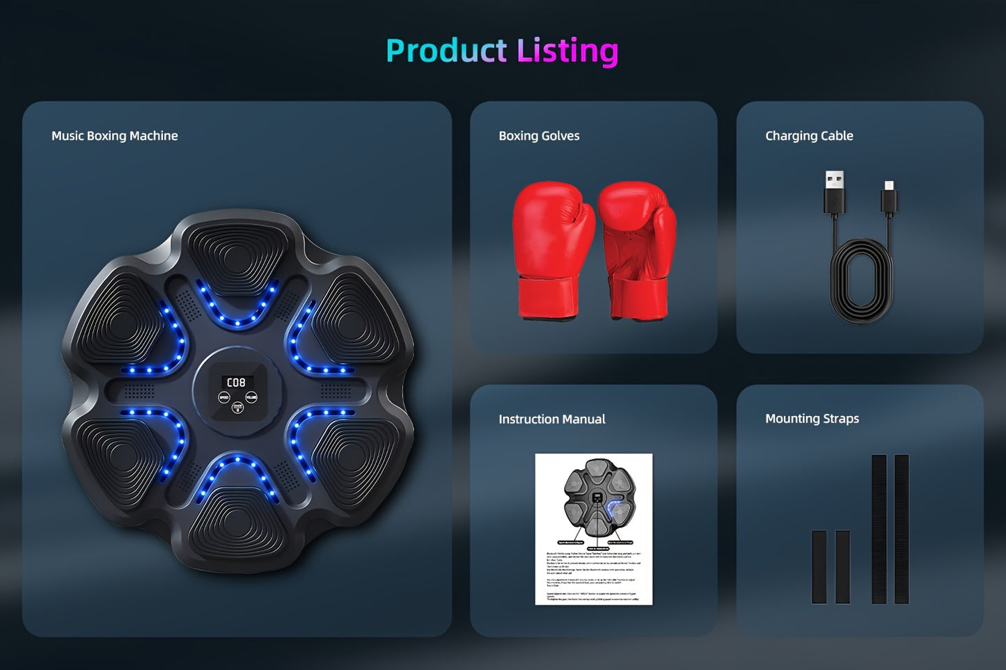 Music Boxing Machine - LOVEWE Wall Mounted Workout Equipment For Adults With Boxing Gloves - Home Boxing Target Machine