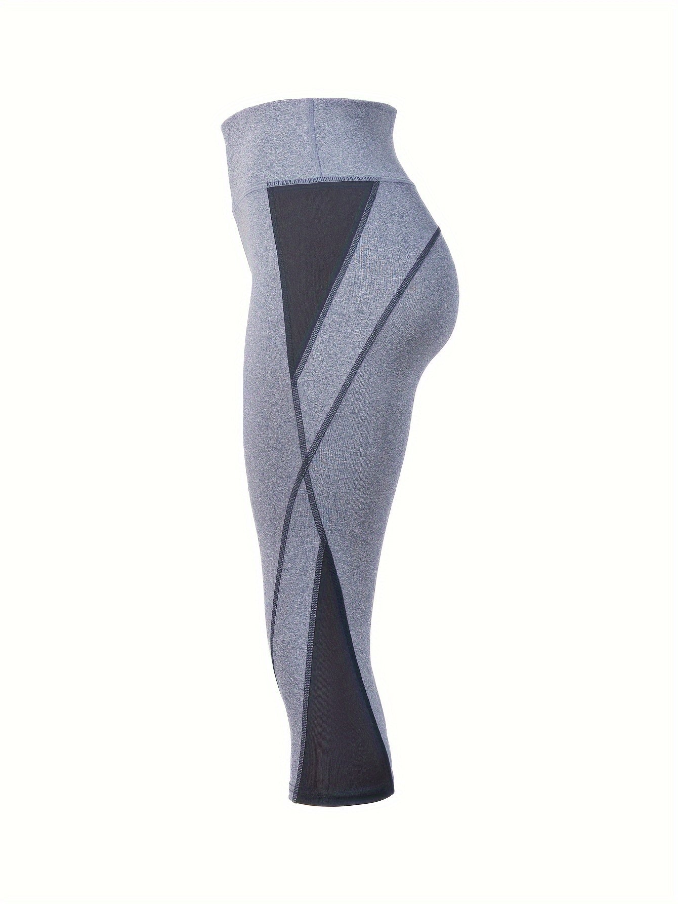 Women's Activewear: Contrast Color Yoga Sports Capri Leggings - Perfect for Workout & Exercise!